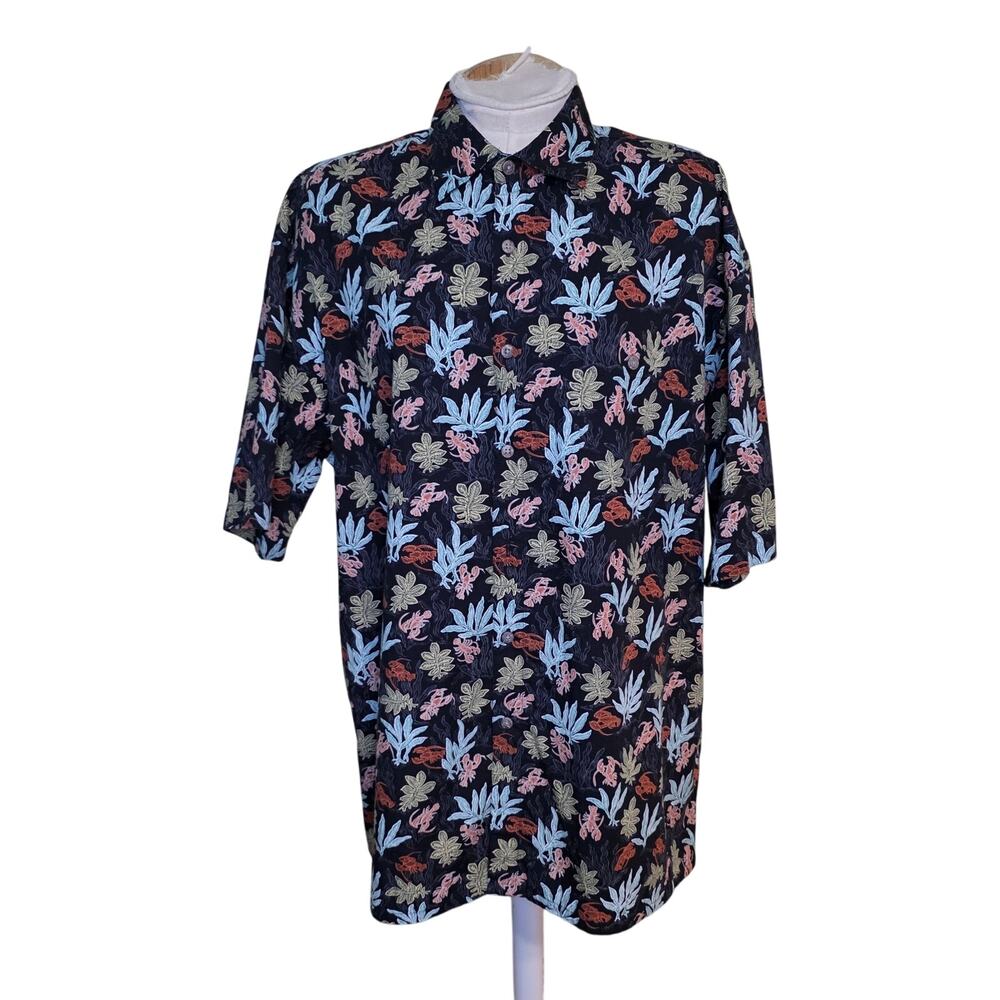 MODAโ CAMPIA Mens Large XL Hawaiian Lobster Button-up shirt